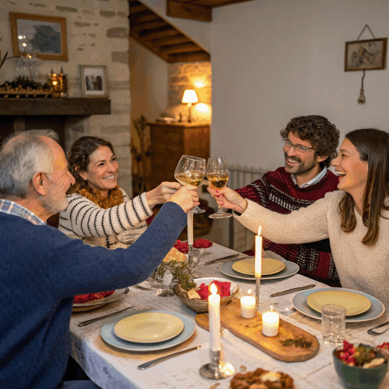 Famille fran&ccedil;aise portant un toast